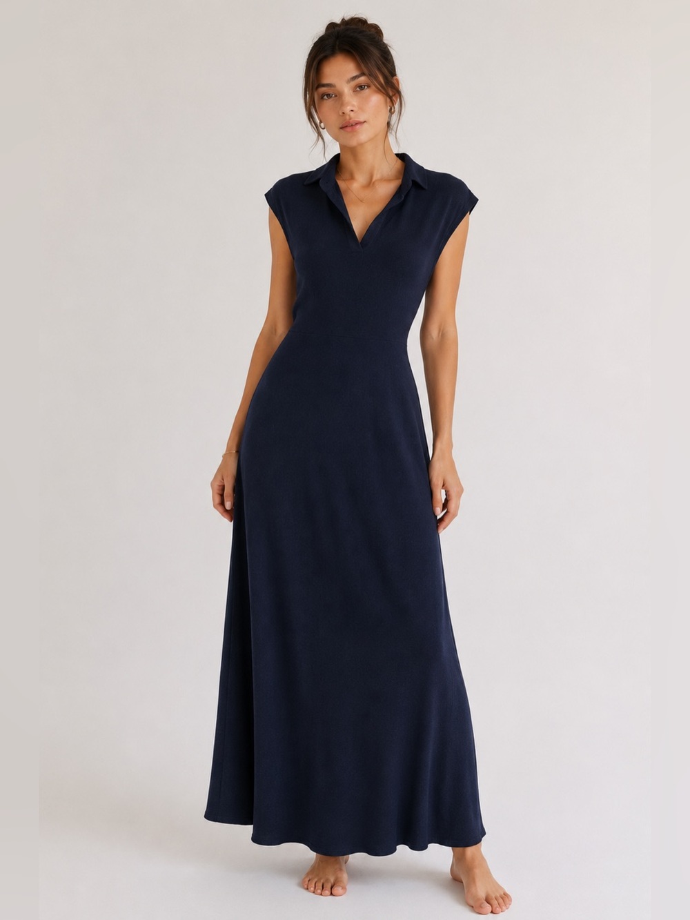 Uniqlo x Ines de La Fressange Navy Polo Midi Dress French Minimalist